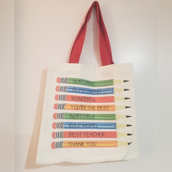 771- Teacher's Inspirational Words Tote Bag Canvas NWT - Picture 3 of 5